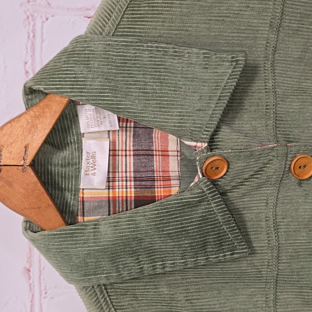 VTG Baxter & Wells Cotton Green Corduroy Fall Vest Womens Size Large - Picture 2 of 14